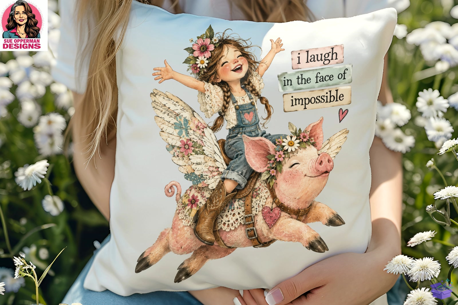 I Laugh İn Face Of Impossible Flying Pig - DTF & Süblimasyon Baskı Tasarımı (SVG, DXF, EPS, PNG) - detaylı önizleme 3