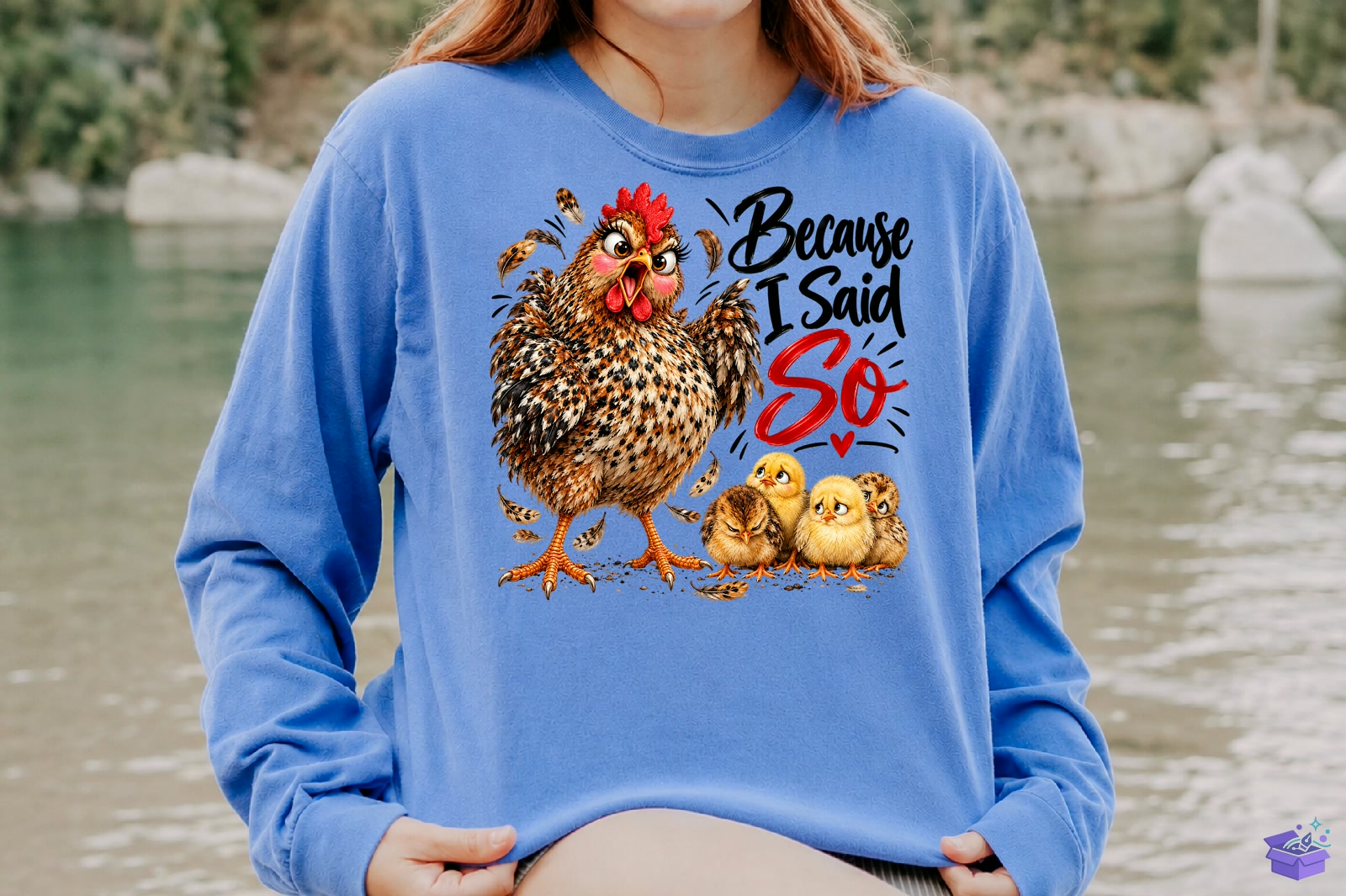 Because I Said So Funny Chicken Mom PNG - DTF & Süblimasyon Baskı Tasarımı (SVG, DXF, EPS, PNG) - detaylı önizleme 4