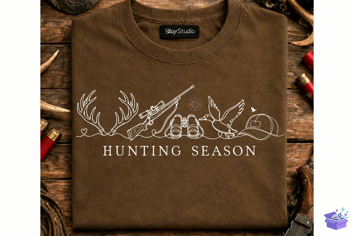 Minimalist Hunting Season SVG - DTF & Süblimasyon Baskı Tasarımı (SVG, DXF, EPS, PNG) - detaylı önizleme 2