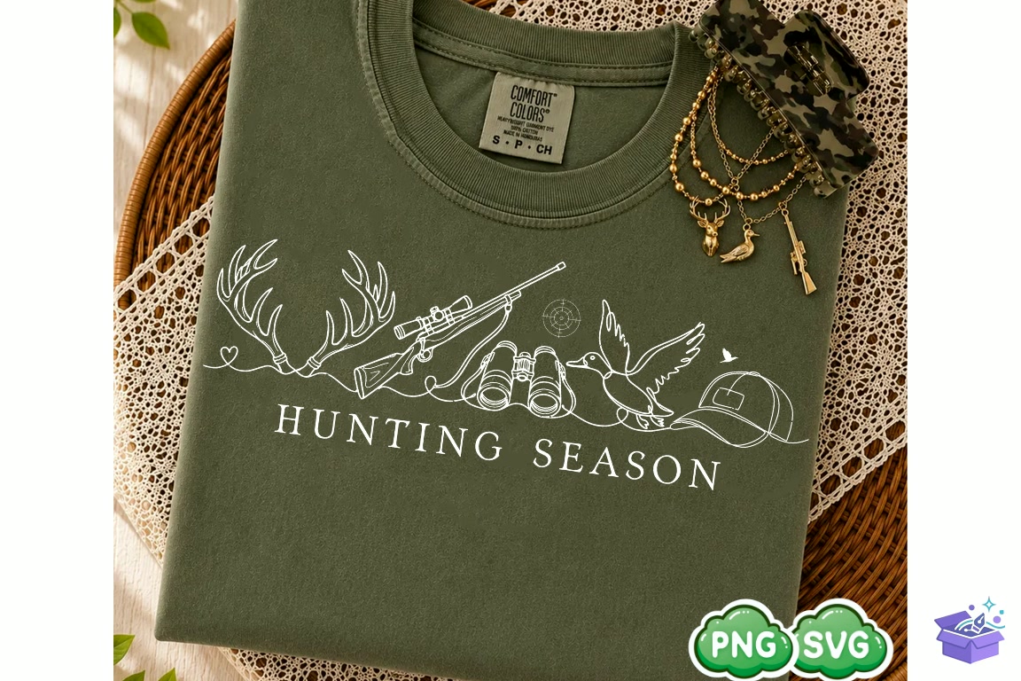 Minimalist Hunting Season SVG - DTF & Süblimasyon Baskı Tasarımı (SVG, DXF, EPS, PNG) - detaylı önizleme 6