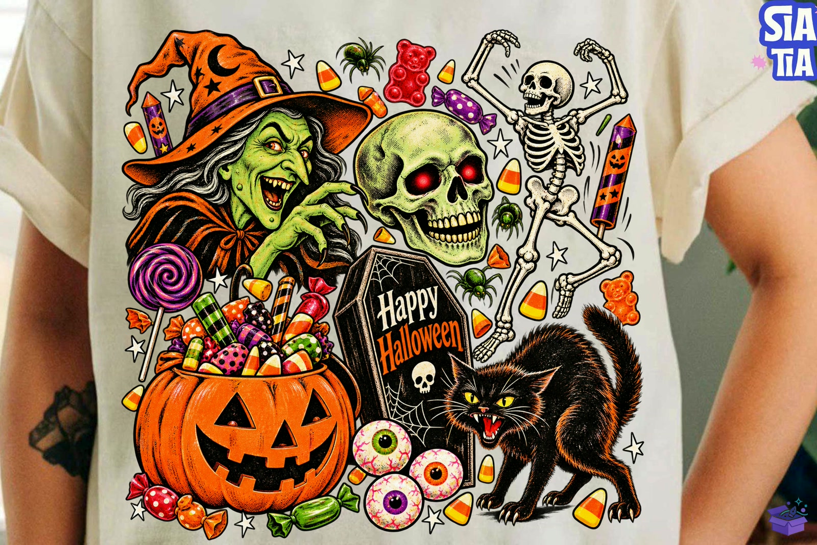 Happy Cadılar Bayramı PNG Süblimasyon Baskı Shirt De - DTF & Süblimasyon Baskı Tasarımı (SVG, DXF, EPS, PNG) - detaylı önizleme 2