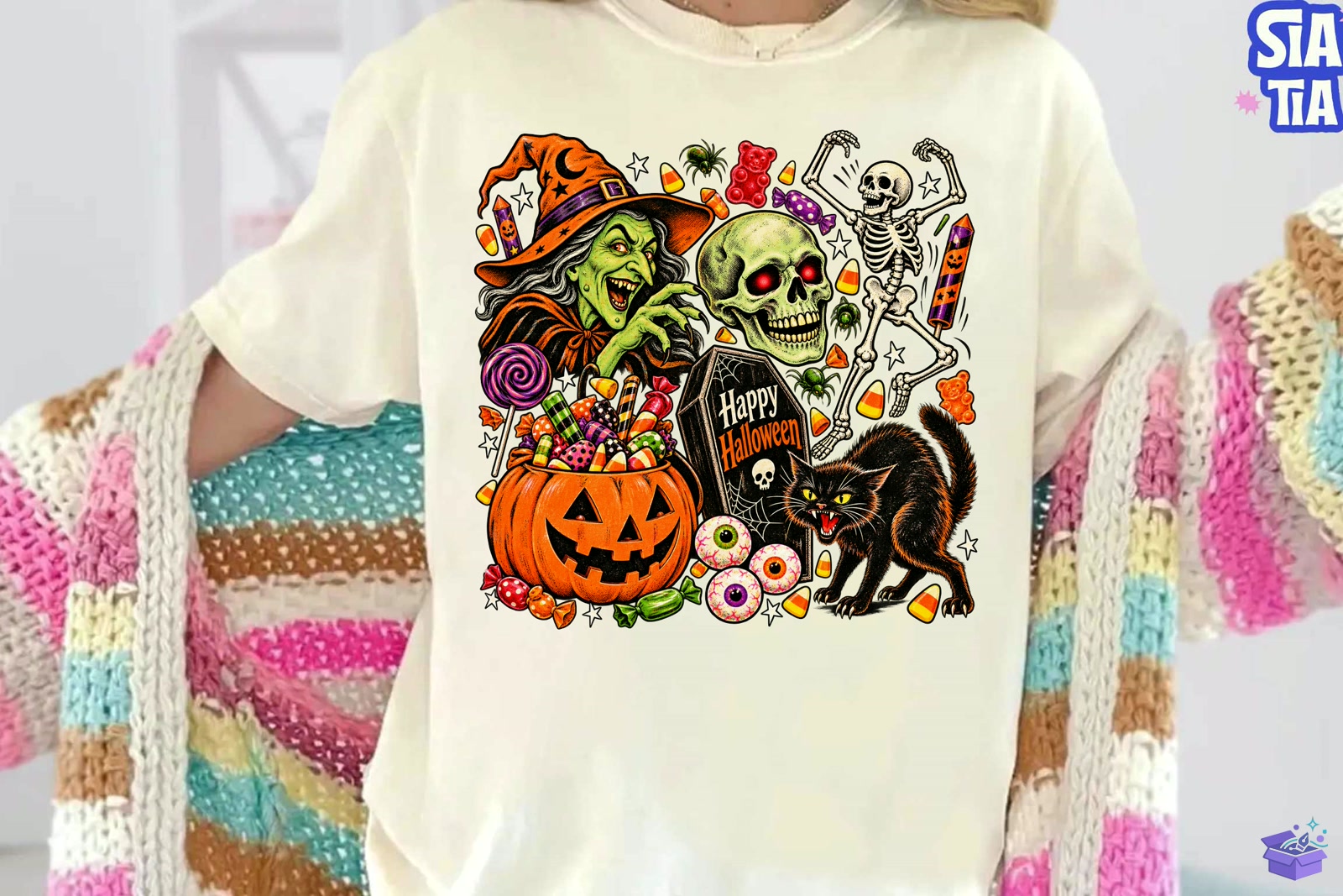 Happy Cadılar Bayramı PNG Süblimasyon Baskı Shirt De - DTF & Süblimasyon Baskı Tasarımı (SVG, DXF, EPS, PNG) - detaylı önizleme 4