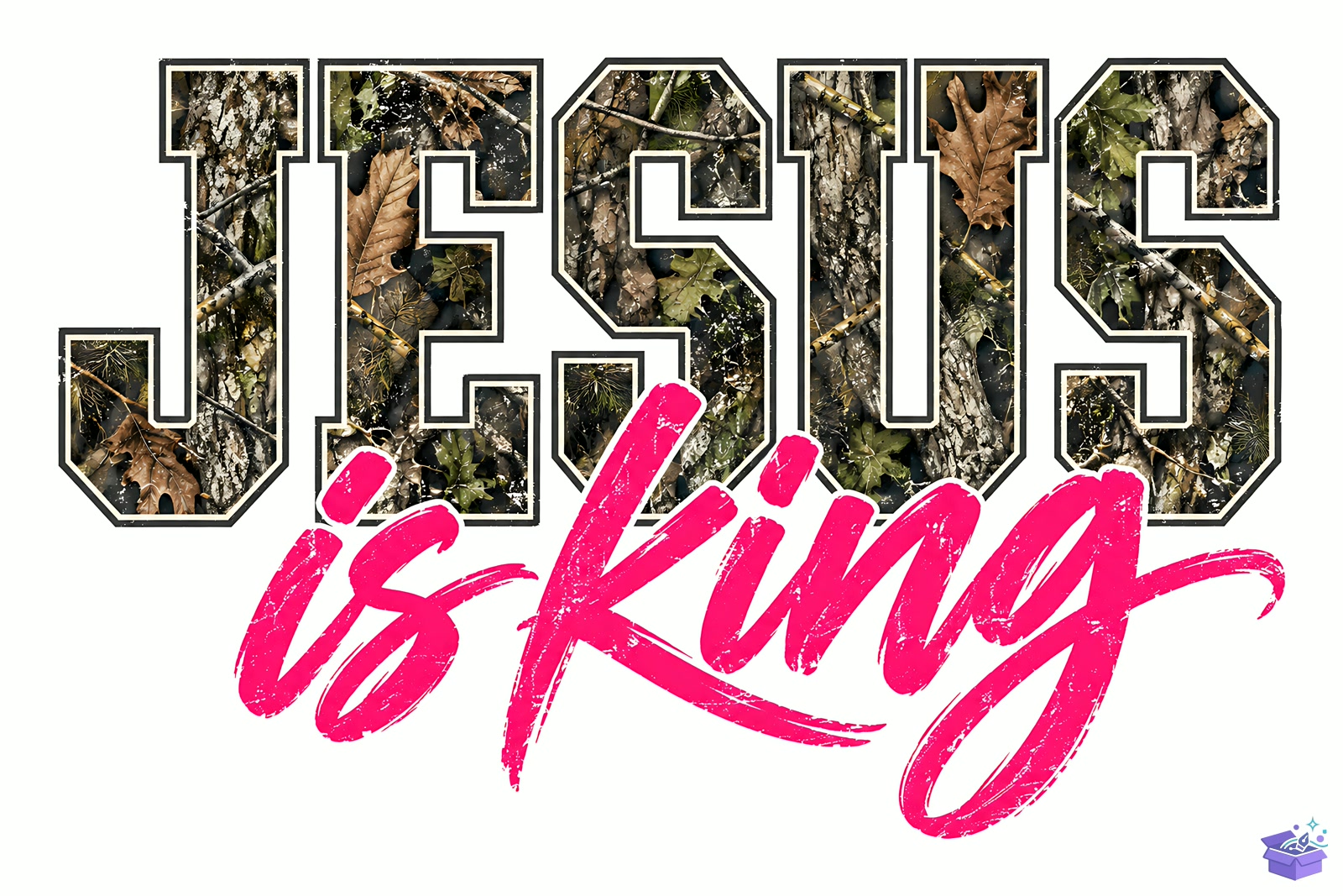 Jesus İs King Camo Pink Design - DTF & Süblimasyon Baskı Tasarımı (SVG, DXF, EPS, PNG) - detaylı önizleme 2