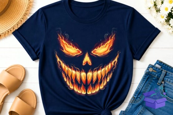 Flaming Evil Smile Cadılar Bayramı Horror PNG - DTF & Süblimasyon Baskı Tasarımı (SVG, DXF, EPS, PNG) - detaylı önizleme 2