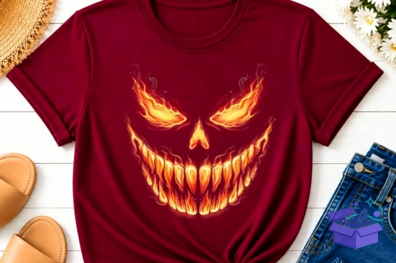 Flaming Evil Smile Cadılar Bayramı Horror PNG - DTF & Süblimasyon Baskı Tasarımı (SVG, DXF, EPS, PNG) - detaylı önizleme 3