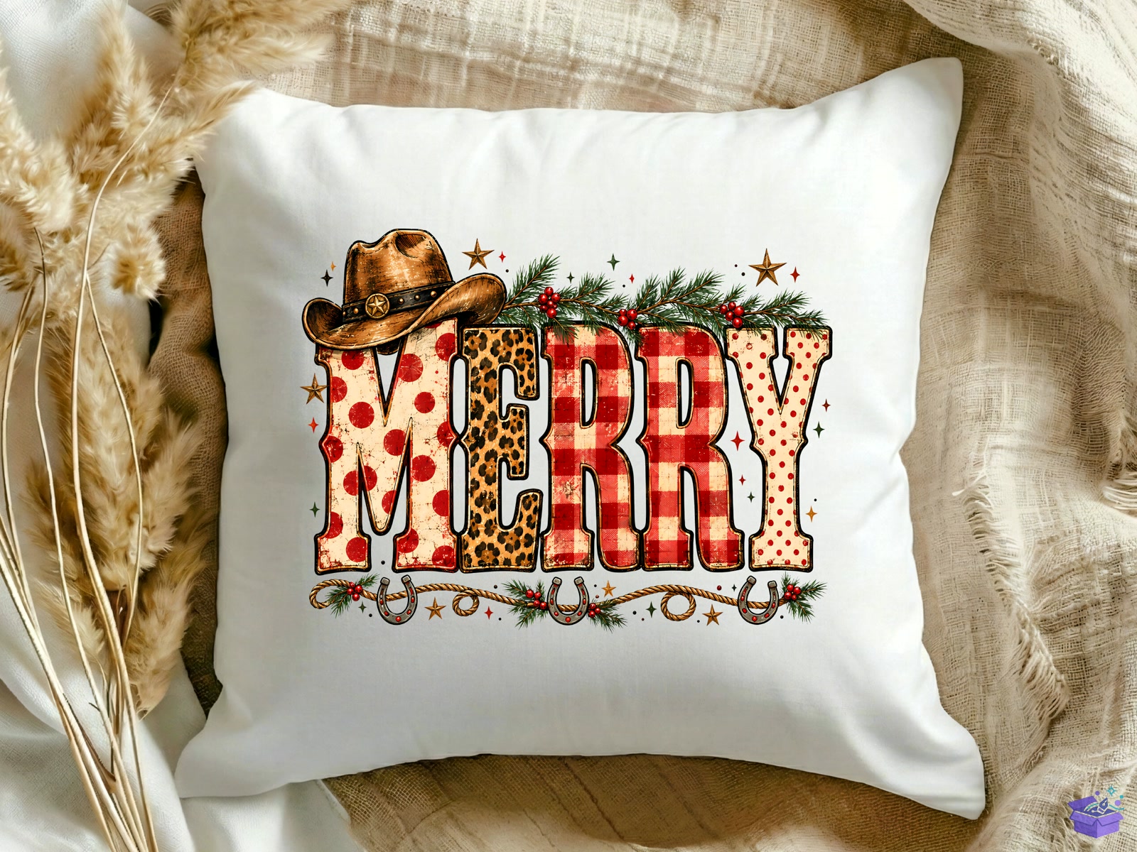Merry Yılbaşı Cowboy PNG - DTF & Süblimasyon Baskı Tasarımı (SVG, DXF, EPS, PNG) - detaylı önizleme 3