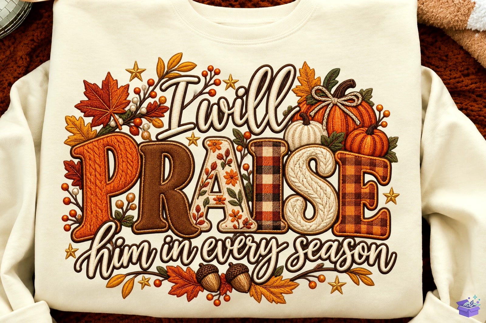 I Will Praise Him Thanksgiving Christian - Makine Nakış Deseni (SVG, DXF, EPS, PNG) - detaylı önizleme 2