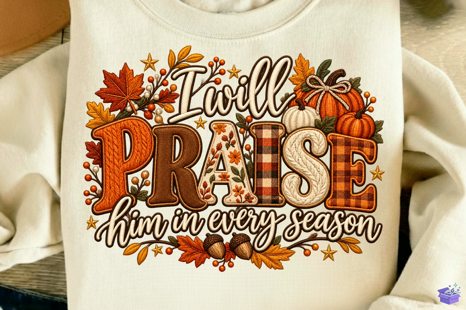 I Will Praise Him Thanksgiving Christian - Makine Nakış Deseni (SVG, DXF, EPS, PNG) - detaylı önizleme 3