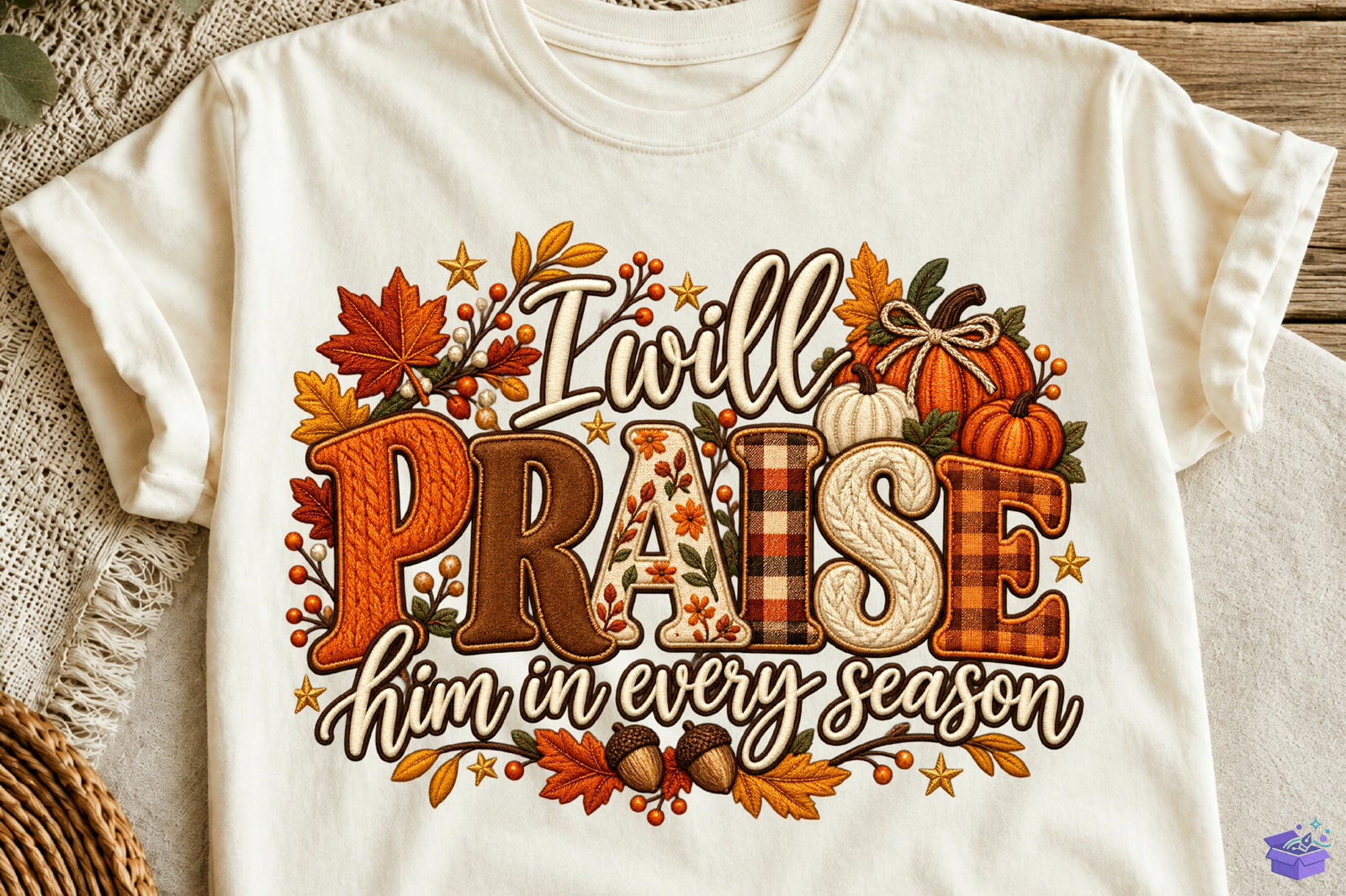 I Will Praise Him Thanksgiving Christian - Makine Nakış Deseni (SVG, DXF, EPS, PNG) - detaylı önizleme 4