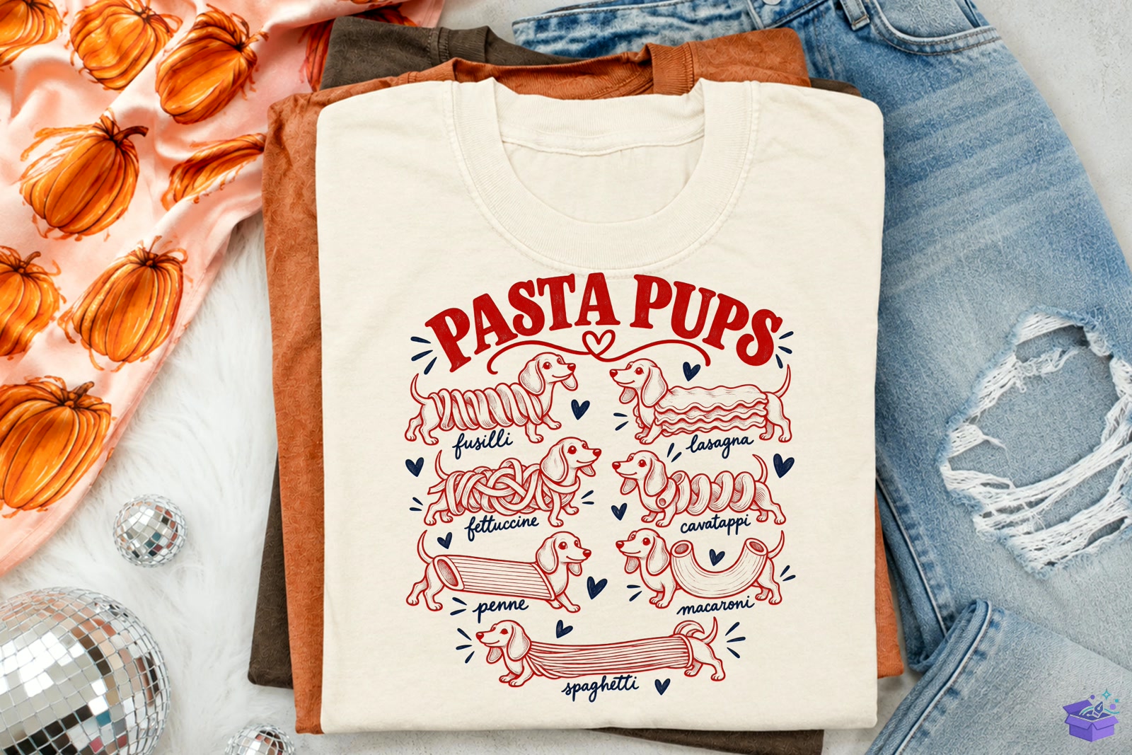 Pasta Pups Dachshund Köpek PNG Shirt Desig - DTF & Süblimasyon Baskı Tasarımı (SVG, DXF, EPS, PNG) - detaylı önizleme 3