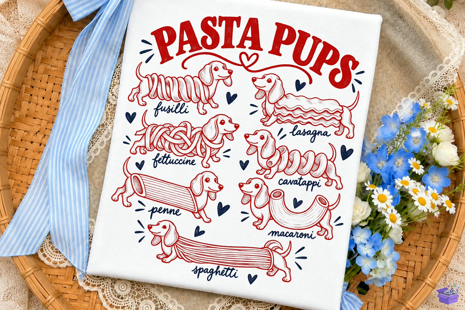 Pasta Pups Dachshund Köpek PNG Shirt Desig - DTF & Süblimasyon Baskı Tasarımı (SVG, DXF, EPS, PNG) - detaylı önizleme 5