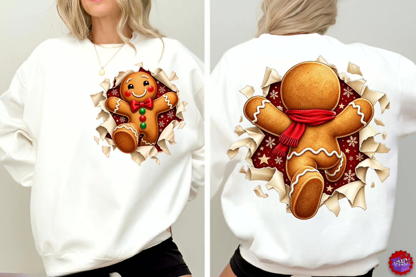 Gingerbread Man Front Back Yılbaşı - DTF & Süblimasyon Baskı Tasarımı (SVG, DXF, EPS, PNG) - DTF Baskı Tasarımları İndir (DXF, SVG, EPS)