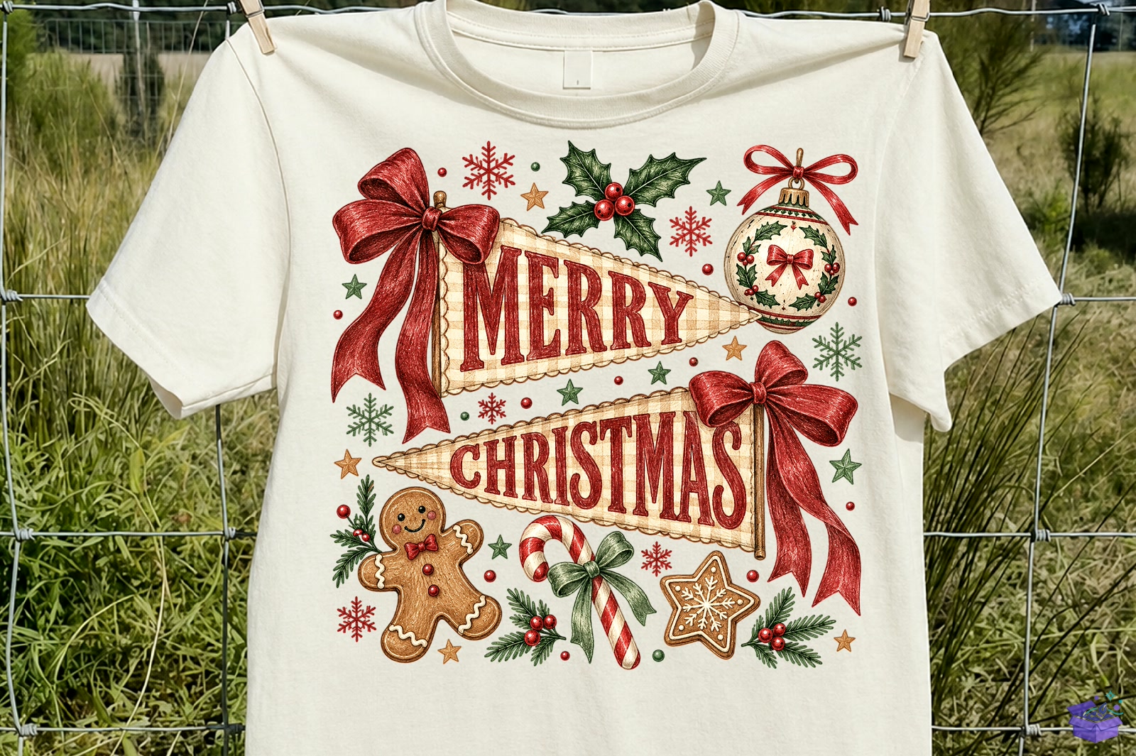 Merry Yılbaşı Vintage Pennant Flag PNG - DTF & Süblimasyon Baskı Tasarımı (SVG, DXF, EPS, PNG) - detaylı önizleme 6