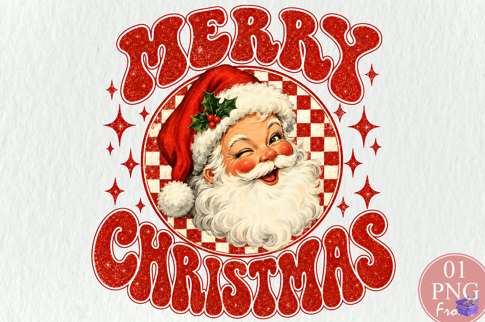 Vintage Merry Yılbaşı Santa PNG - DTF & Süblimasyon Baskı Tasarımı (SVG, DXF, EPS, PNG) - DTF Baskı Tasarımları İndir (DXF, SVG, EPS)