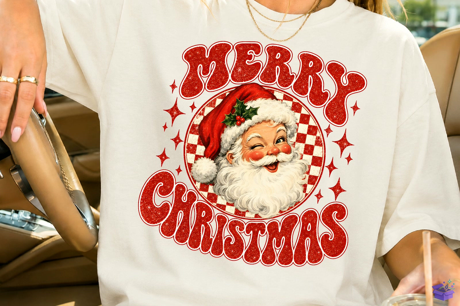 Vintage Merry Yılbaşı Santa PNG - DTF & Süblimasyon Baskı Tasarımı (SVG, DXF, EPS, PNG) - detaylı önizleme 2