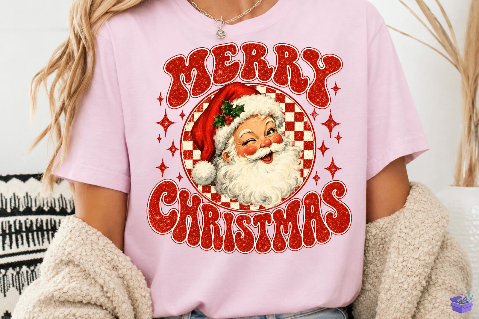Vintage Merry Yılbaşı Santa PNG - DTF & Süblimasyon Baskı Tasarımı (SVG, DXF, EPS, PNG) - detaylı önizleme 4