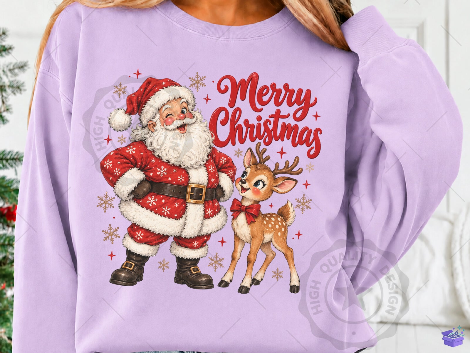 Merry Yılbaşı Santa And Ren Geyiği PNG - DTF & Süblimasyon Baskı Tasarımı (SVG, DXF, EPS, PNG) - detaylı önizleme 4