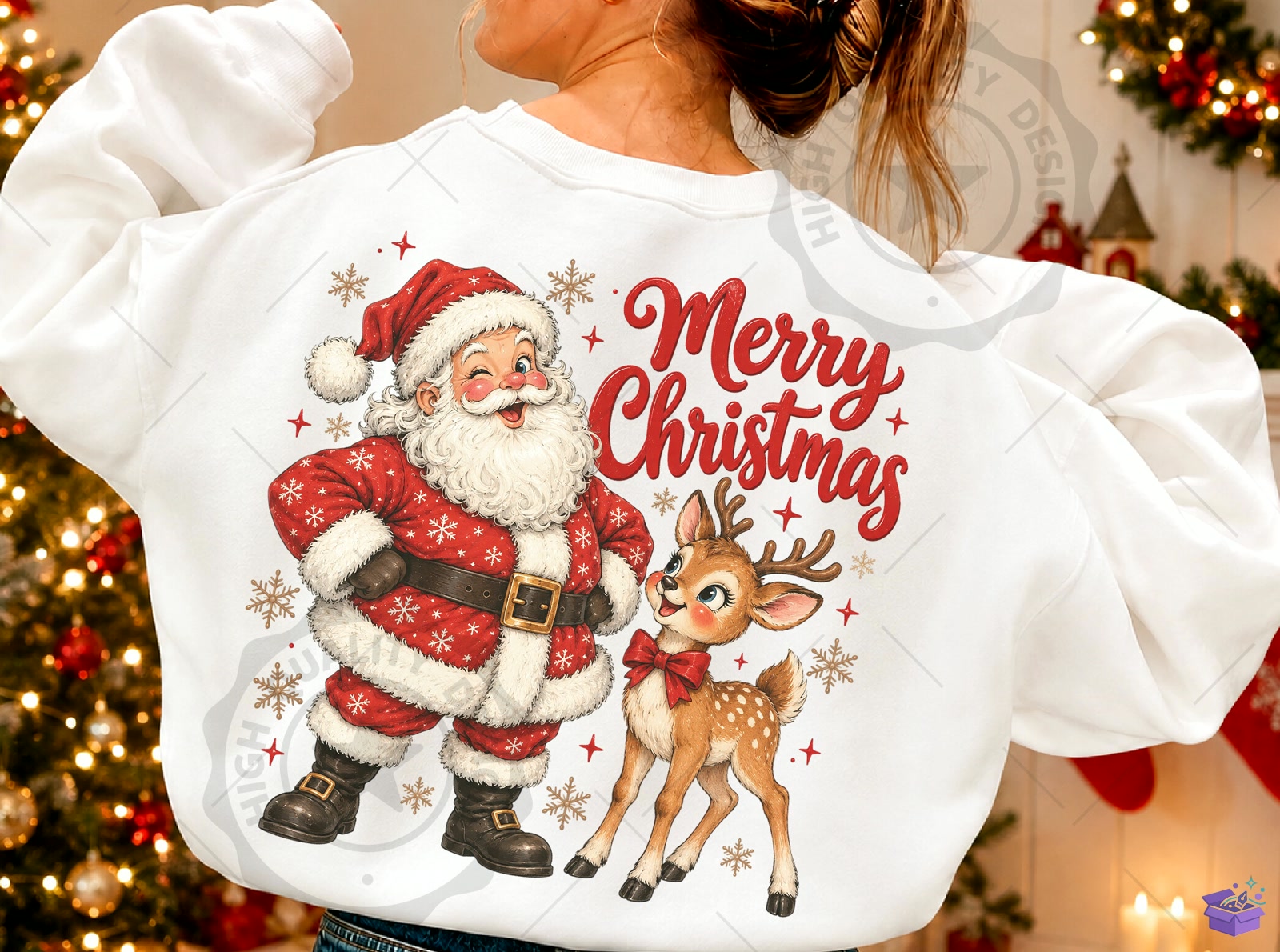 Merry Yılbaşı Santa And Ren Geyiği PNG - DTF & Süblimasyon Baskı Tasarımı (SVG, DXF, EPS, PNG) - detaylı önizleme 5