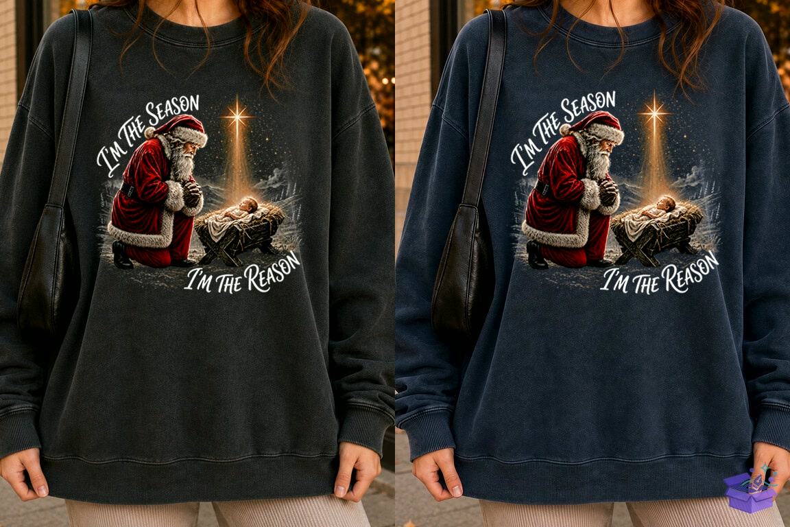 Santa Nativity Jesus Yılbaşı PNG - DTF & Süblimasyon Baskı Tasarımı (SVG, DXF, EPS, PNG) - detaylı önizleme 2