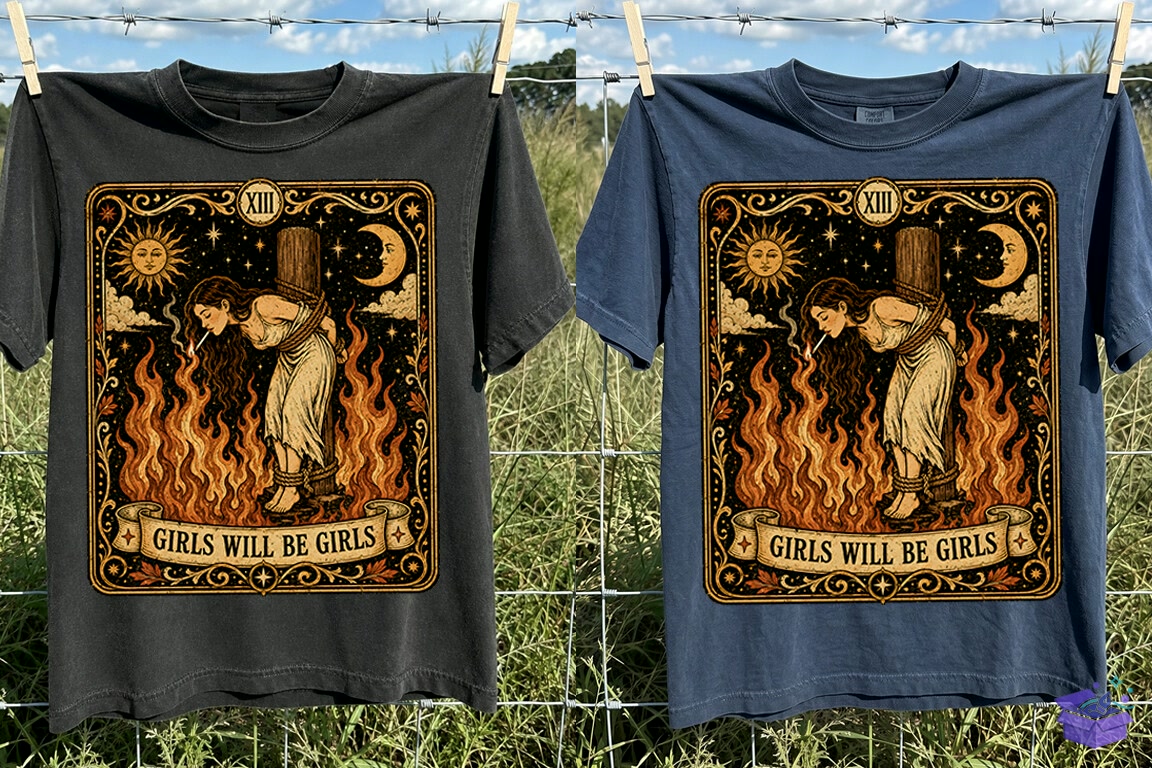 Girls Will Be Girls Tarot Witch PNG - DTF & Süblimasyon Baskı Tasarımı (SVG, DXF, EPS, PNG) - detaylı önizleme 2