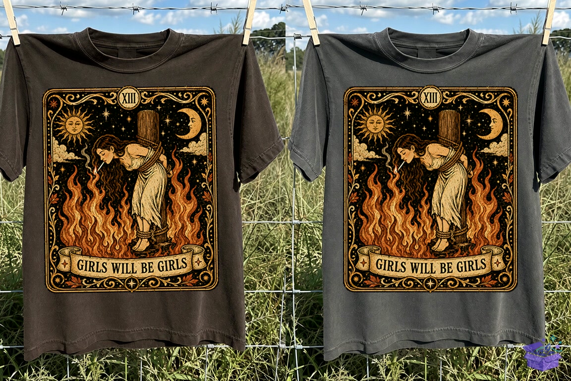 Girls Will Be Girls Tarot Witch PNG - DTF & Süblimasyon Baskı Tasarımı (SVG, DXF, EPS, PNG) - detaylı önizleme 3