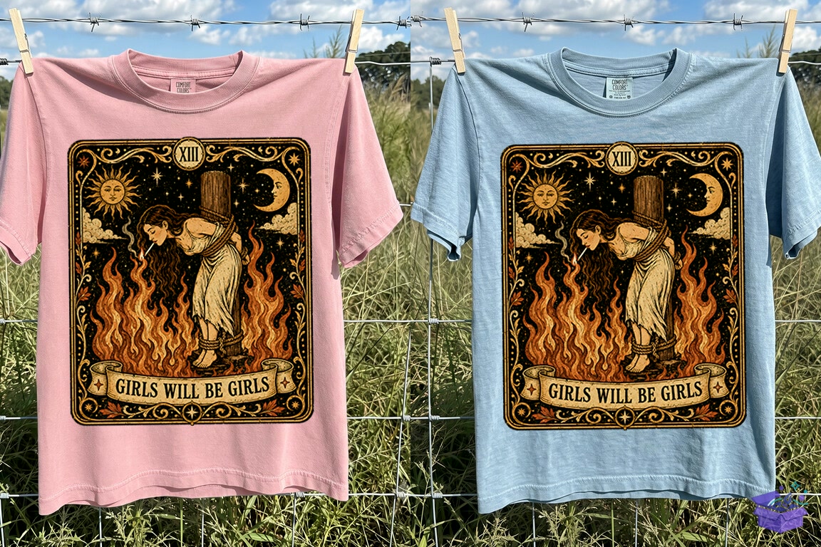 Girls Will Be Girls Tarot Witch PNG - DTF & Süblimasyon Baskı Tasarımı (SVG, DXF, EPS, PNG) - detaylı önizleme 4