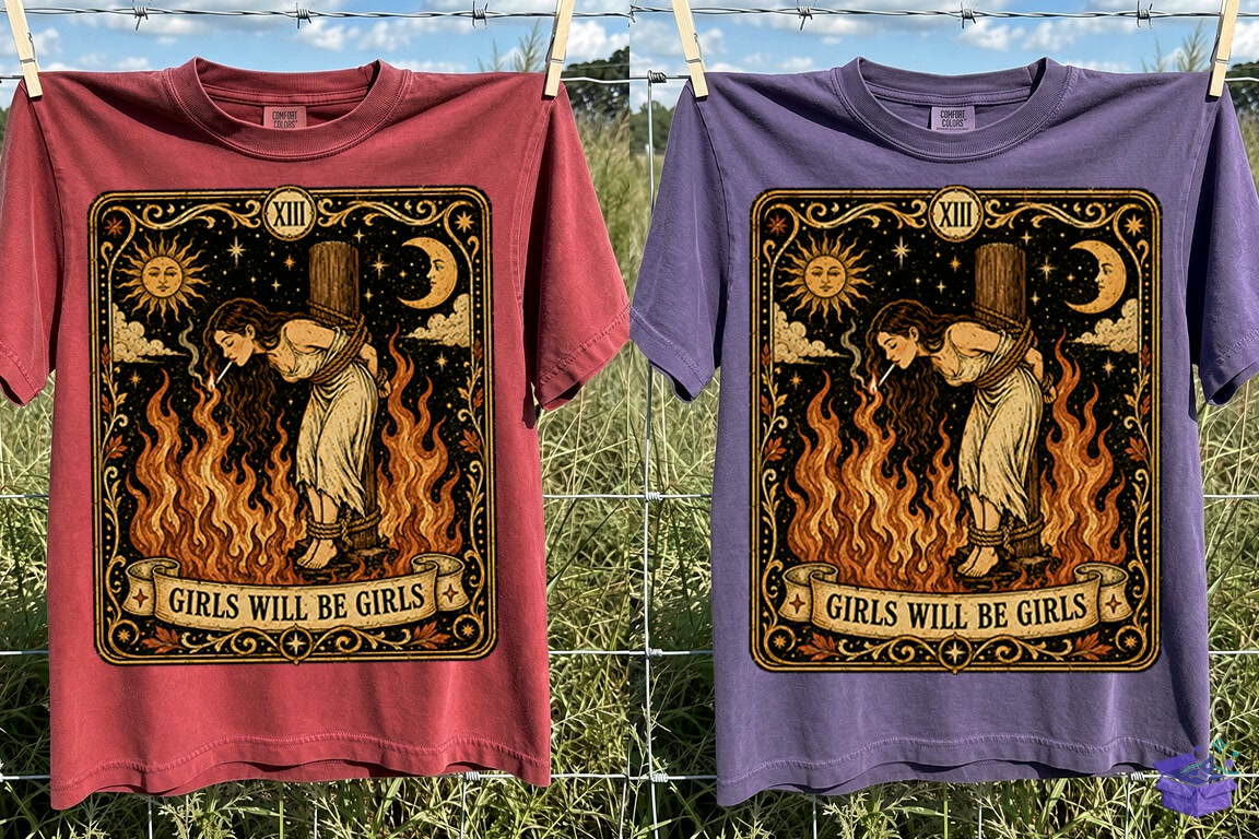 Girls Will Be Girls Tarot Witch PNG - DTF & Süblimasyon Baskı Tasarımı (SVG, DXF, EPS, PNG) - detaylı önizleme 5