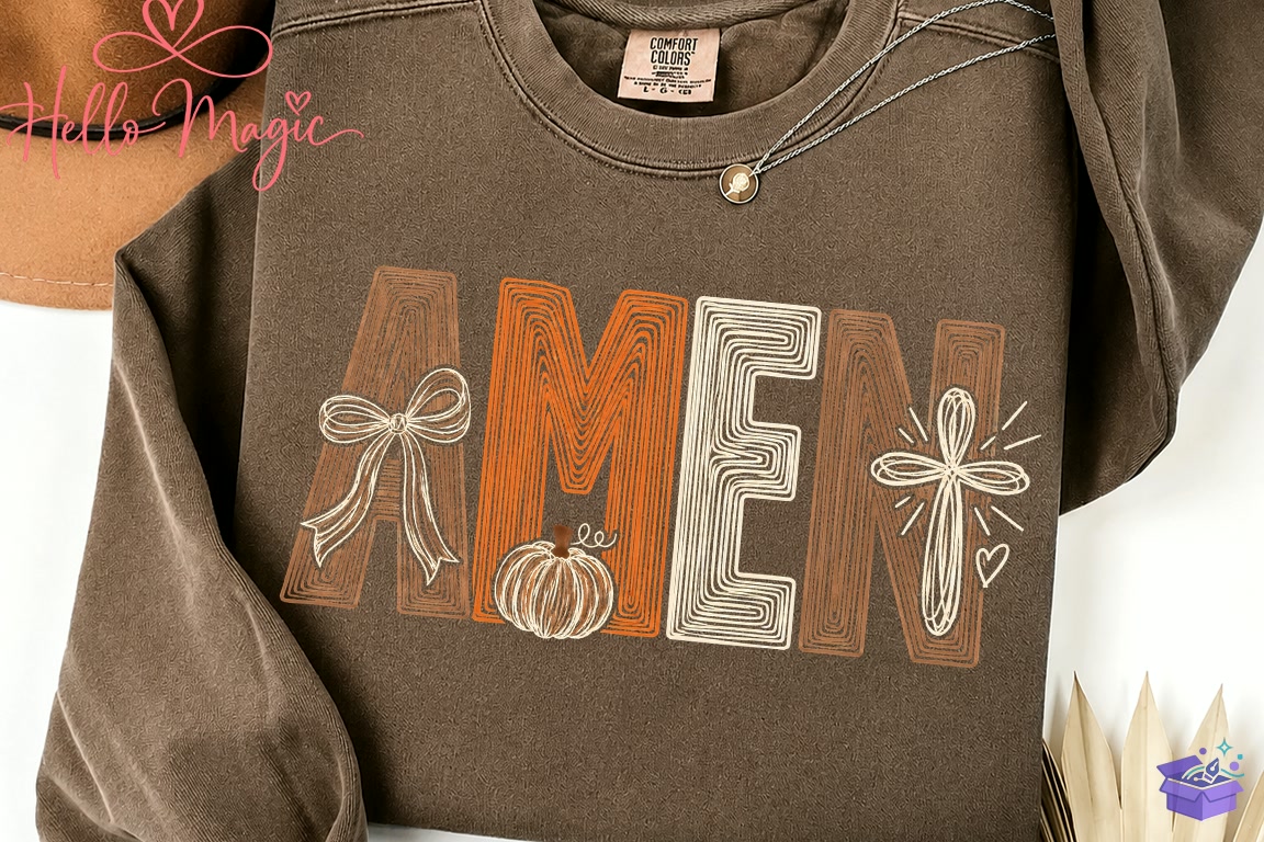 Amen Doodles Christian Pumpkin Bow PNG - DTF & Süblimasyon Baskı Tasarımı (SVG, DXF, EPS, PNG) - DTF Baskı Tasarımları İndir (DXF, SVG, EPS)