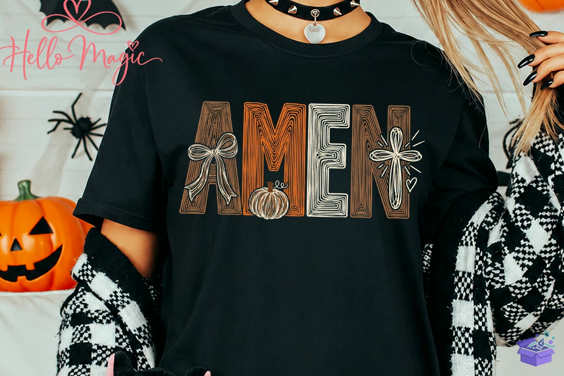 Amen Doodles Christian Pumpkin Bow PNG - DTF & Süblimasyon Baskı Tasarımı (SVG, DXF, EPS, PNG) - detaylı önizleme 4