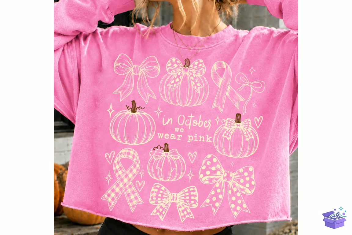 In October We Wear Pink Png White Ribbon - DTF & Süblimasyon Baskı Tasarımı (SVG, DXF, EPS, PNG) - DTF Baskı Tasarımları İndir (DXF, SVG, EPS)