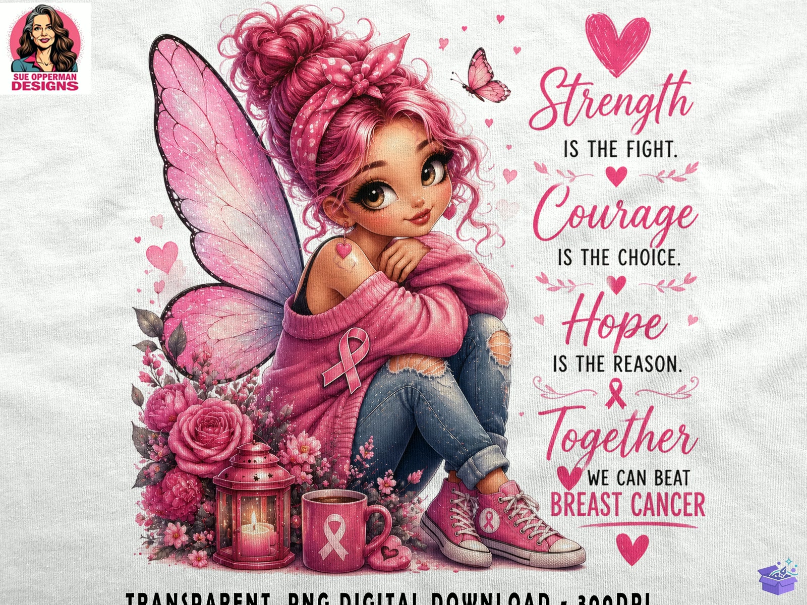 Breast Cancer Hope Pink Fairy - DTF & Süblimasyon Baskı Tasarımı (SVG, DXF, EPS, PNG) - DTF Baskı Tasarımları İndir (DXF, SVG, AI)
