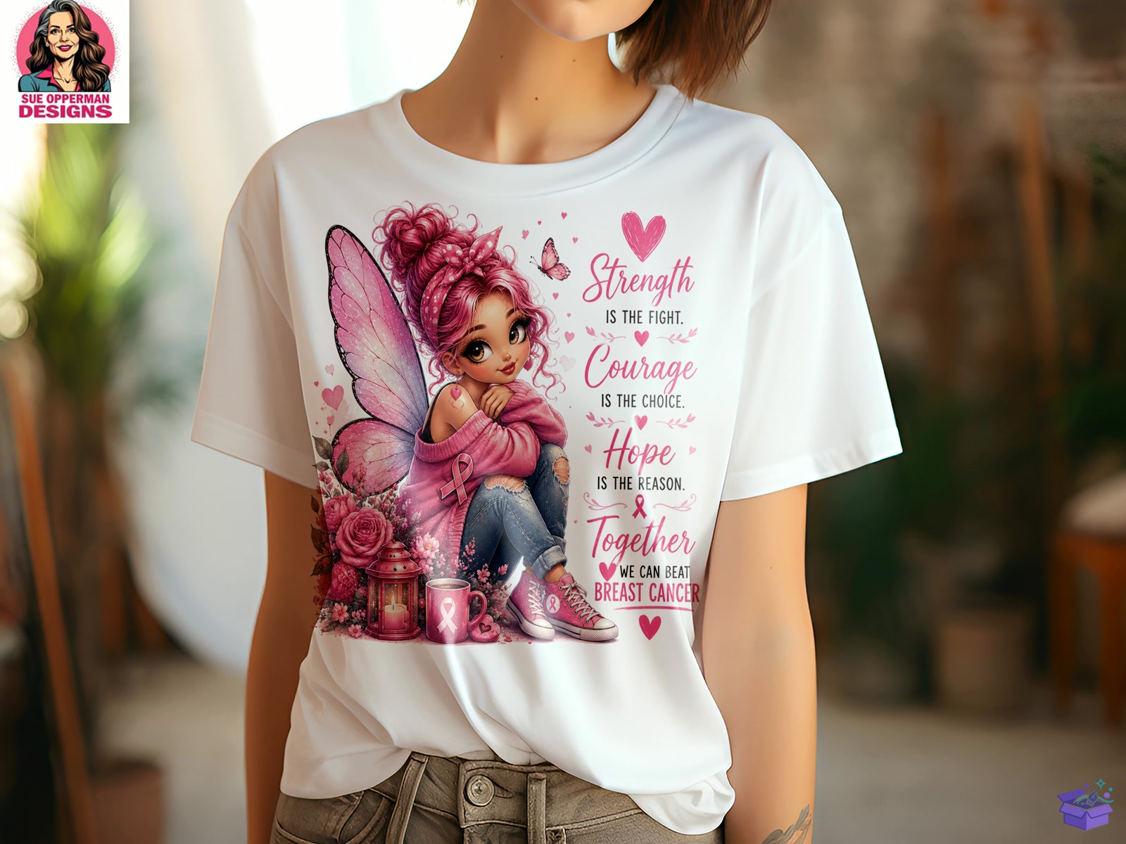 Breast Cancer Hope Pink Fairy - DTF & Süblimasyon Baskı Tasarımı (SVG, DXF, EPS, PNG) - detaylı önizleme 2