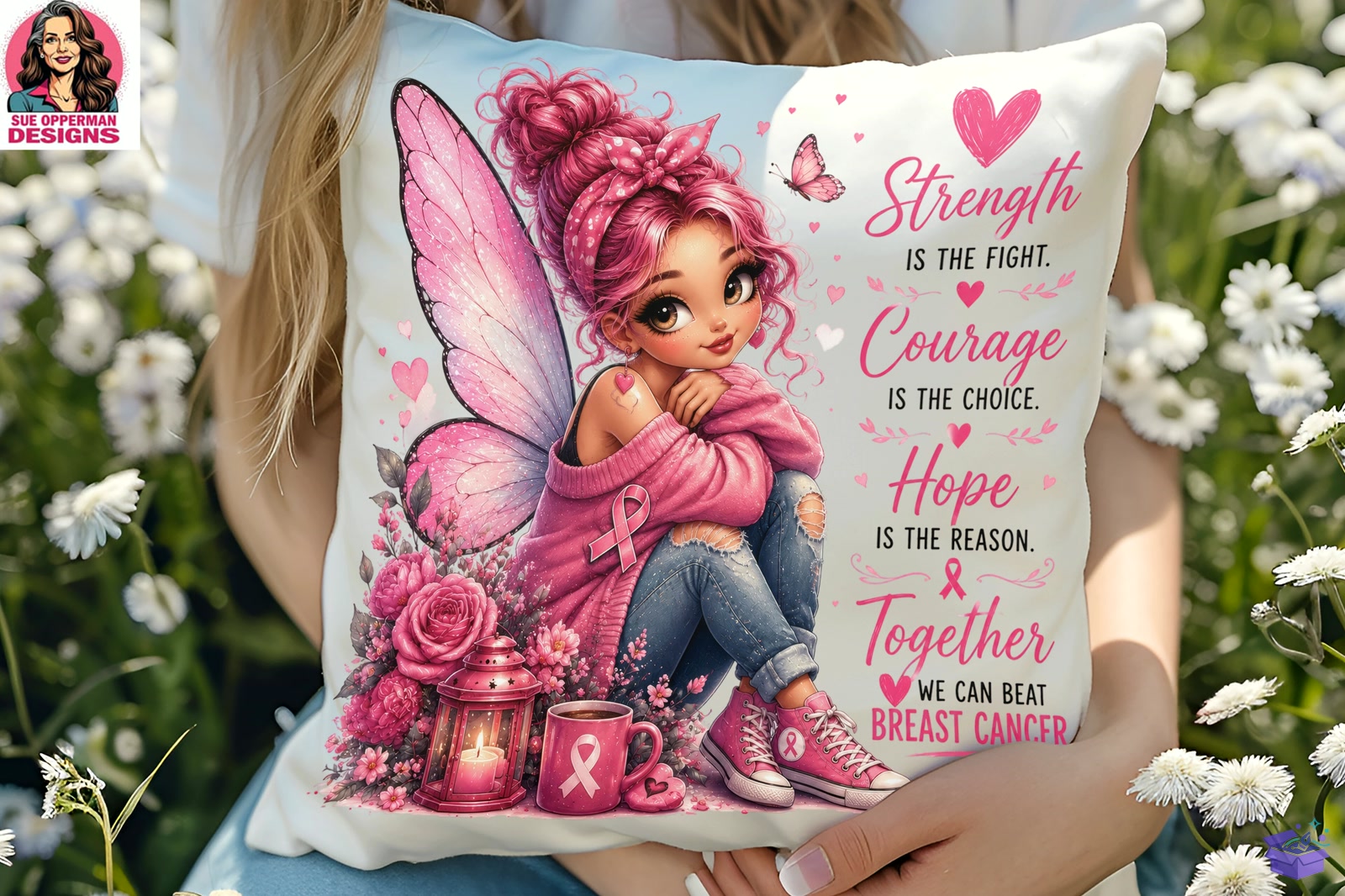 Breast Cancer Hope Pink Fairy - DTF & Süblimasyon Baskı Tasarımı (SVG, DXF, EPS, PNG) - detaylı önizleme 3