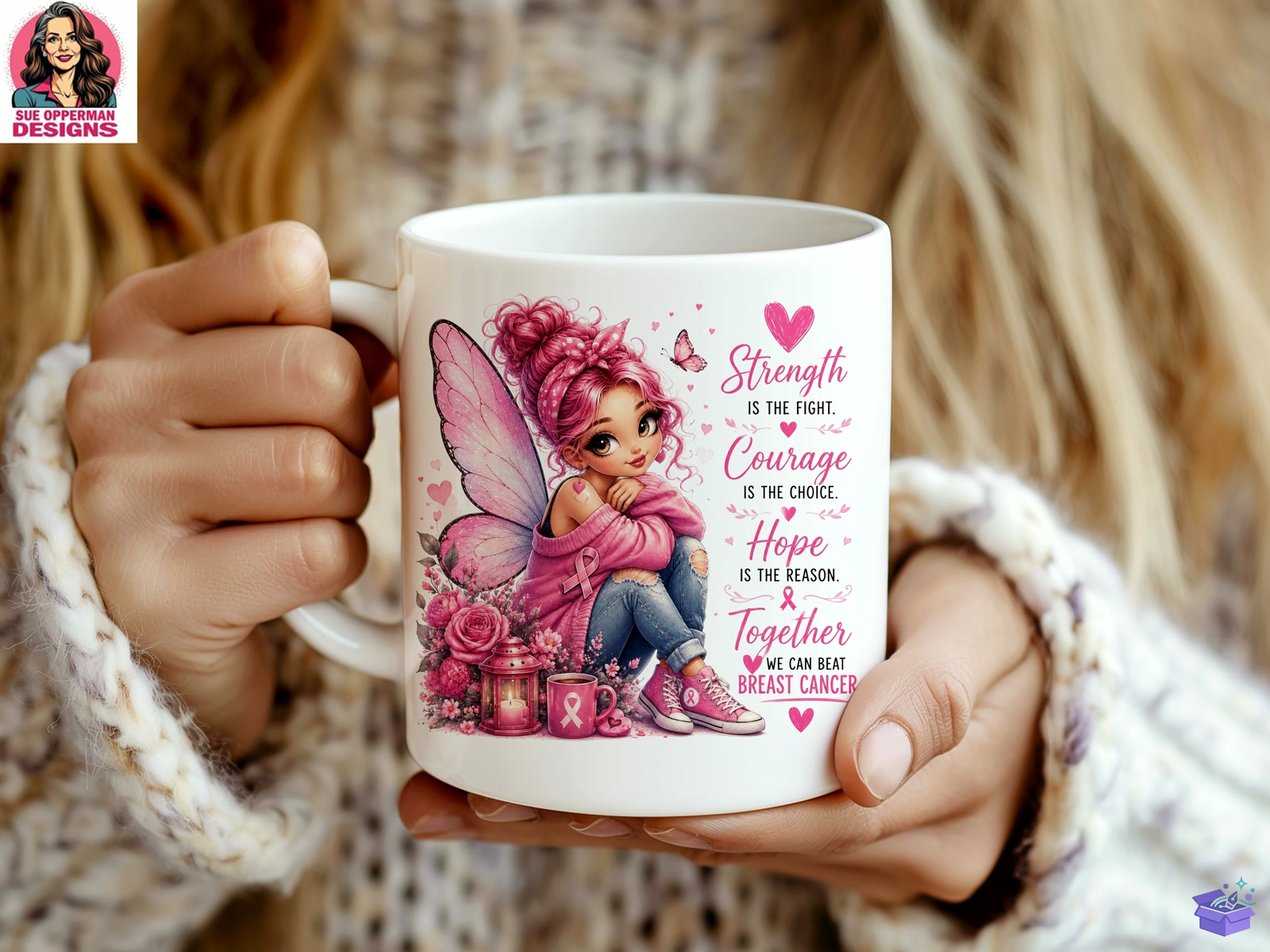 Breast Cancer Hope Pink Fairy - DTF & Süblimasyon Baskı Tasarımı (SVG, DXF, EPS, PNG) - detaylı önizleme 4