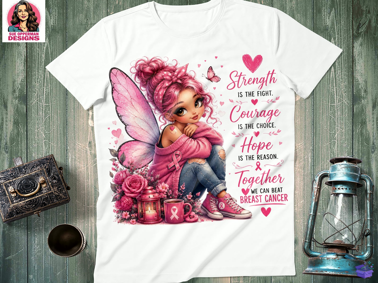 Breast Cancer Hope Pink Fairy - DTF & Süblimasyon Baskı Tasarımı (SVG, DXF, EPS, PNG) - detaylı önizleme 5