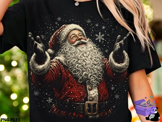 Vintage Santa Halftone Yılbaşı Png - DTF & Süblimasyon Baskı Tasarımı (SVG, DXF, EPS, PNG) - detaylı önizleme 2