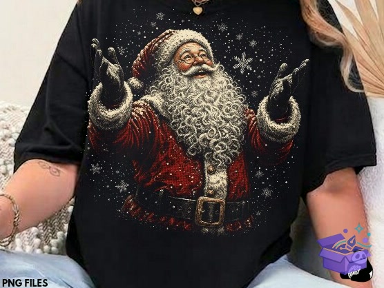 Vintage Santa Halftone Yılbaşı Png - DTF & Süblimasyon Baskı Tasarımı (SVG, DXF, EPS, PNG) - detaylı önizleme 4