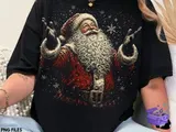 Vintage Noel Baba Yarım Ton (Halftone) Tasarımı - DTF & Süblimasyon Baskı Tasarımı (PNG) - detaylı önizleme 4