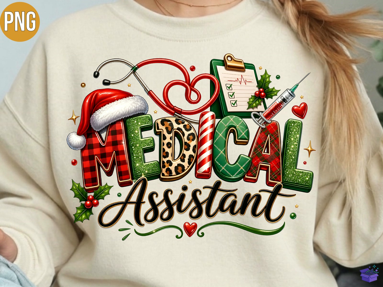 Medical Assistant Yılbaşı Nurse PNG - DTF & Süblimasyon Baskı Tasarımı (SVG, DXF, EPS, PNG) - detaylı önizleme 3