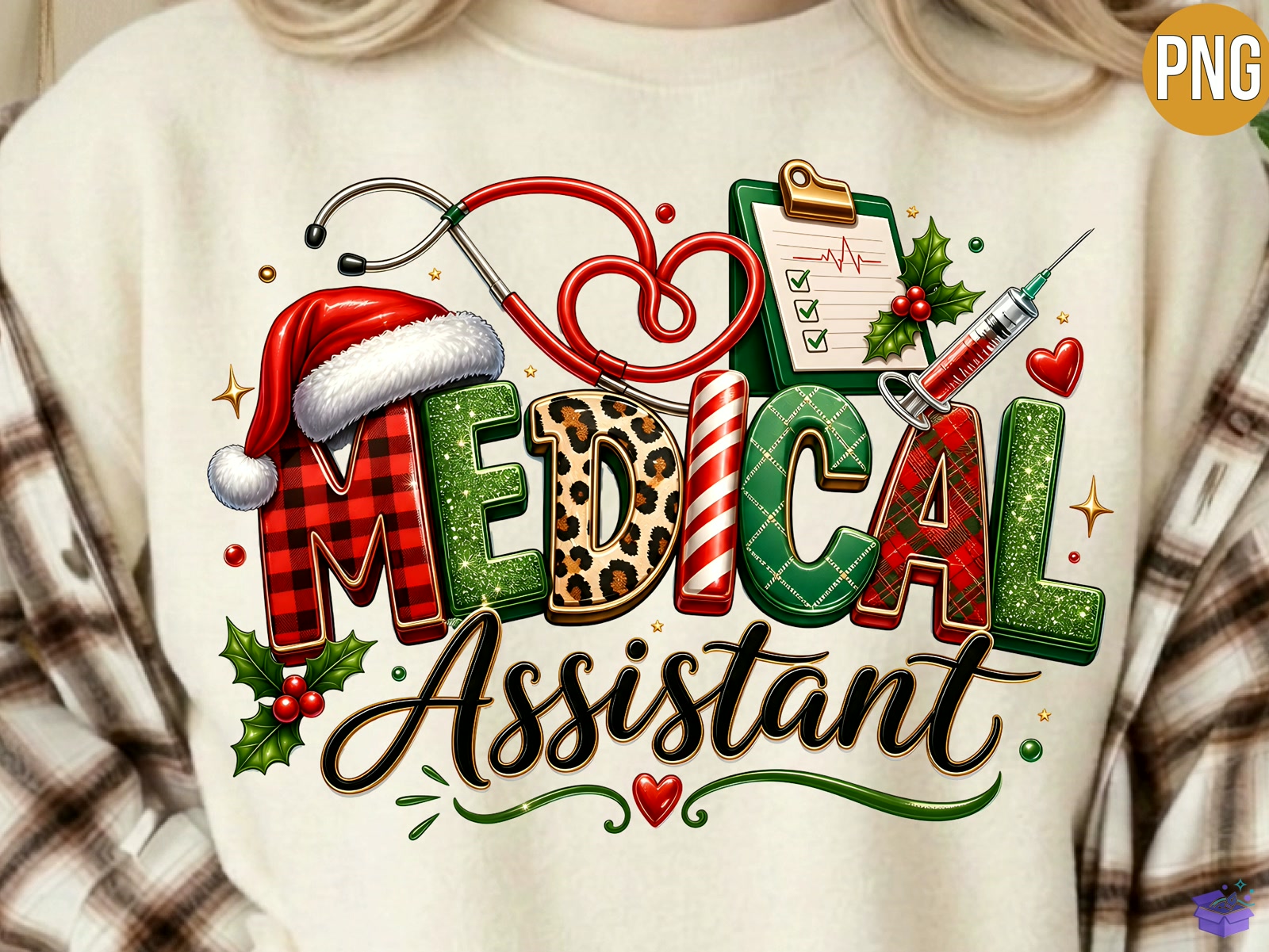 Medical Assistant Yılbaşı Nurse PNG - DTF & Süblimasyon Baskı Tasarımı (SVG, DXF, EPS, PNG) - detaylı önizleme 4