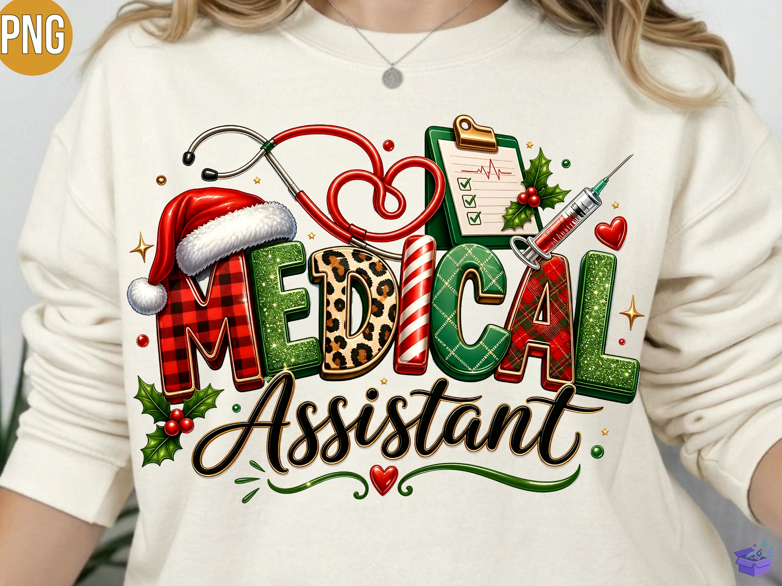 Medical Assistant Yılbaşı Nurse PNG - DTF & Süblimasyon Baskı Tasarımı (SVG, DXF, EPS, PNG) - detaylı önizleme 5