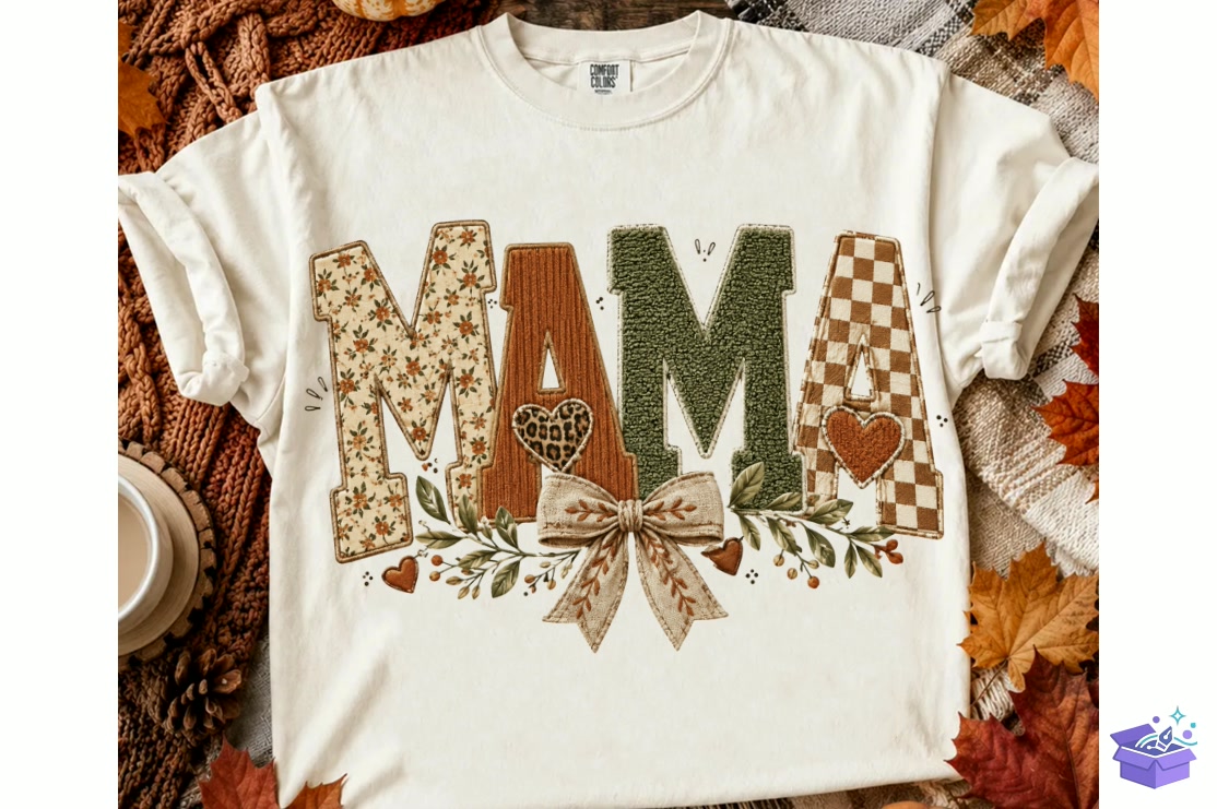 Faux Yarn Fall Mama PNG Autumn Mama PNG - Makine Nakış Deseni (SVG, DXF, EPS, PNG) - detaylı önizleme 2