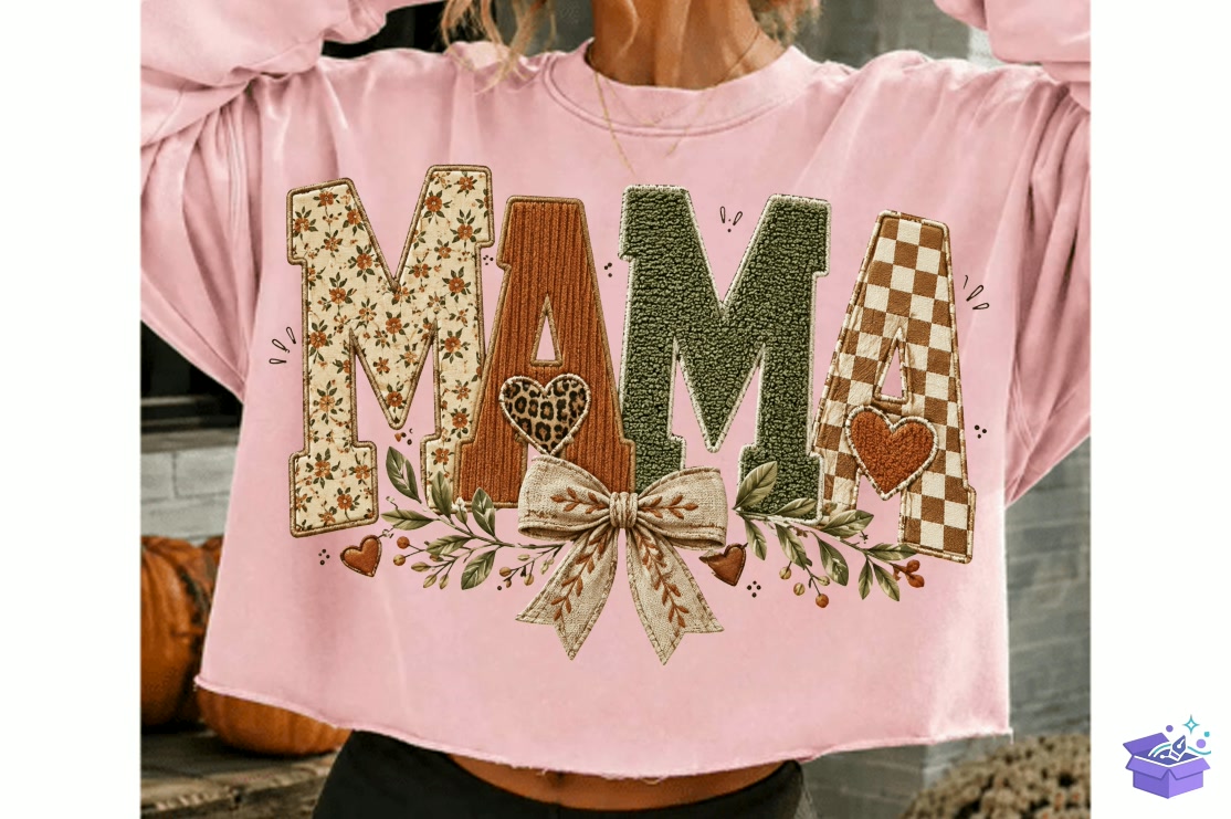 Faux Yarn Fall Mama PNG Autumn Mama PNG - Makine Nakış Deseni (SVG, DXF, EPS, PNG) - detaylı önizleme 3