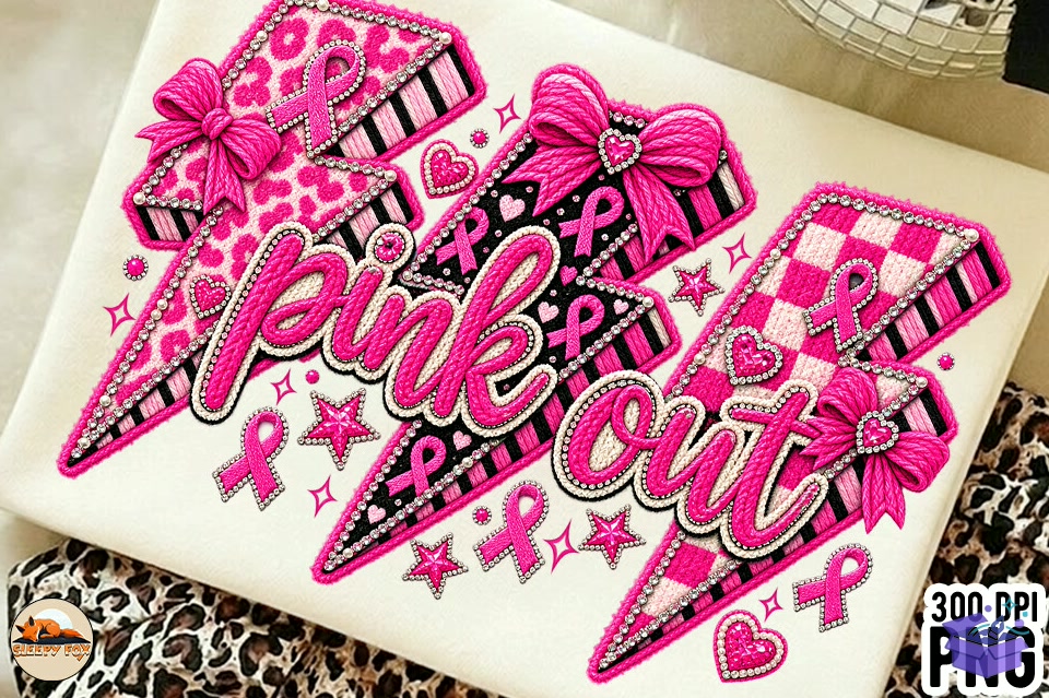 Faux Yarn Breast Cancer Shirt Pink Out - DTF & Süblimasyon Baskı Tasarımı (SVG, DXF, EPS, PNG) - detaylı önizleme 3