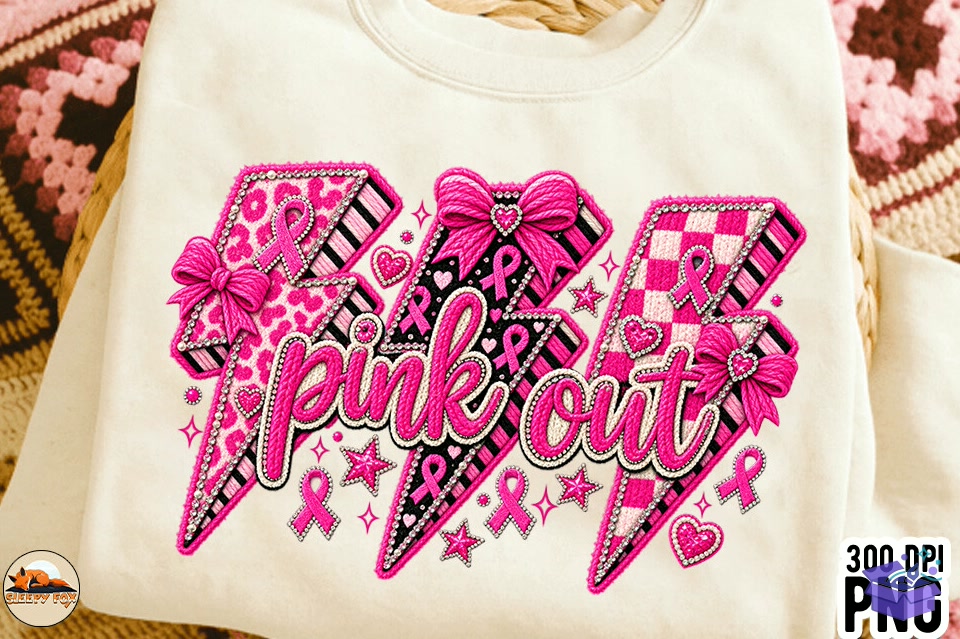 Faux Yarn Breast Cancer Shirt Pink Out - DTF & Süblimasyon Baskı Tasarımı (SVG, DXF, EPS, PNG) - detaylı önizleme 4