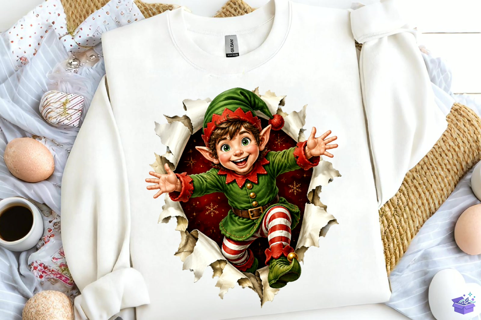 Elf Front Back Yılbaşı PNG - DTF & Süblimasyon Baskı Tasarımı (SVG, DXF, EPS, PNG) - detaylı önizleme 2