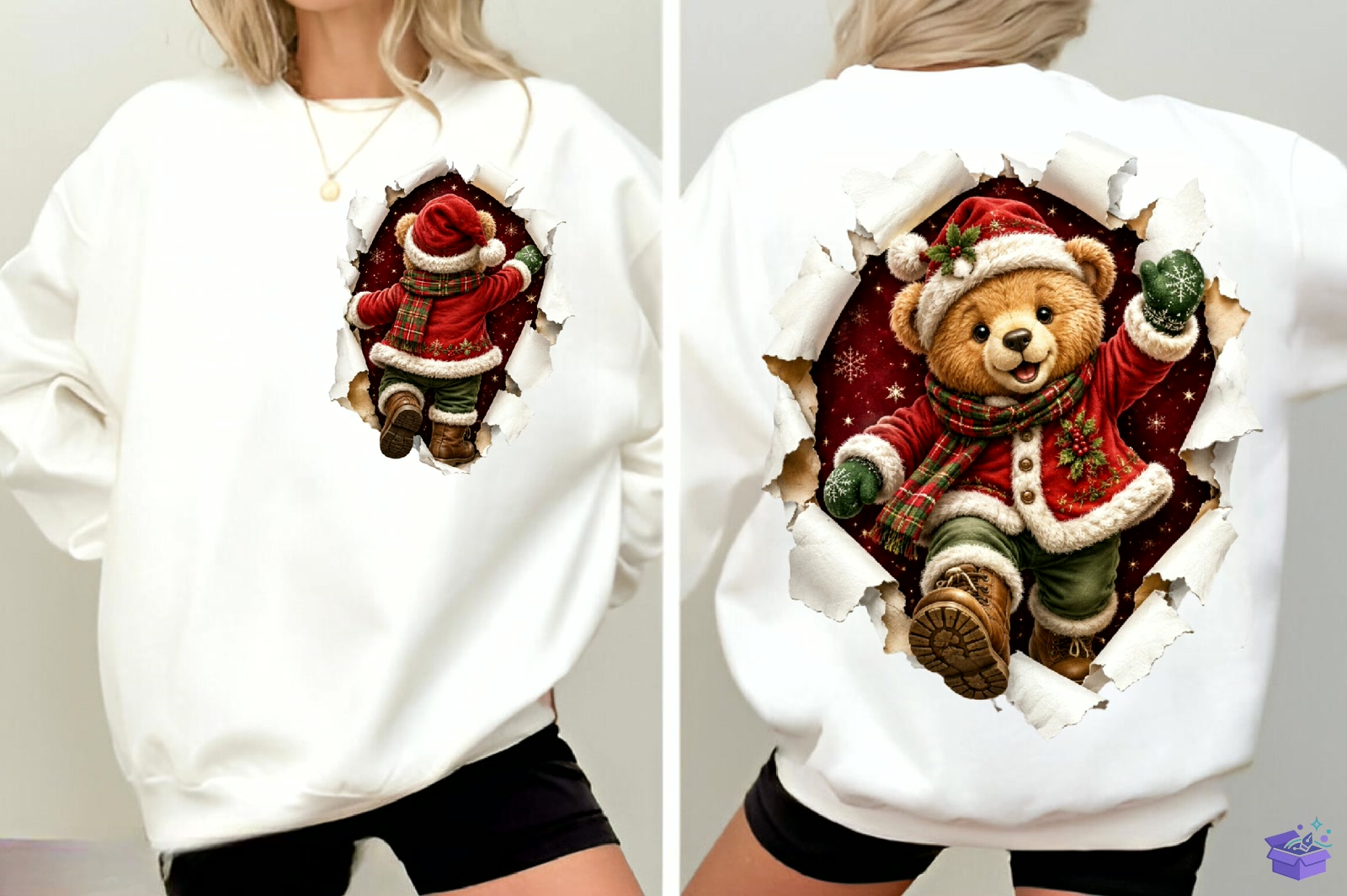 Bear Front Back Yılbaşı PNG - DTF & Süblimasyon Baskı Tasarımı (SVG, DXF, EPS, PNG) - detaylı önizleme 6