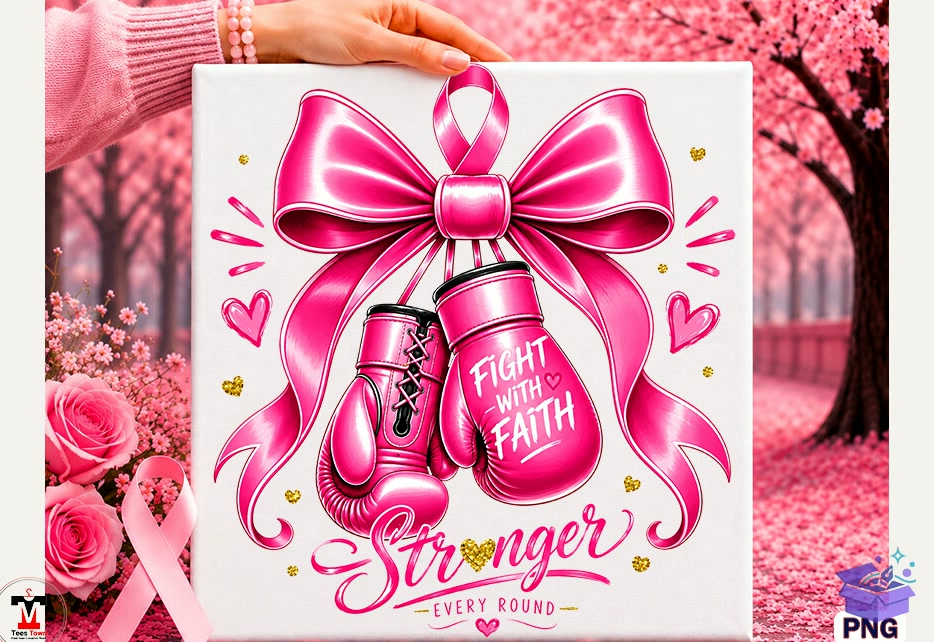 Breast Cancer Awareness Boxing Glove PNG - DTF & Süblimasyon Baskı Tasarımı (SVG, DXF, EPS, PNG) - detaylı önizleme 2