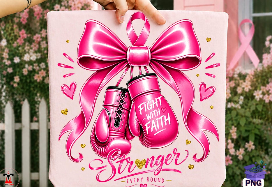 Breast Cancer Awareness Boxing Glove PNG - DTF & Süblimasyon Baskı Tasarımı (SVG, DXF, EPS, PNG) - detaylı önizleme 4