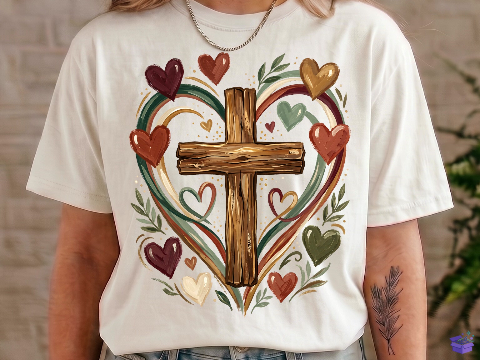 Rustic Christian Cross Kalp Temalı Faith PNG - DTF & Süblimasyon Baskı Tasarımı (SVG, DXF, EPS, PNG) - detaylı önizleme 2